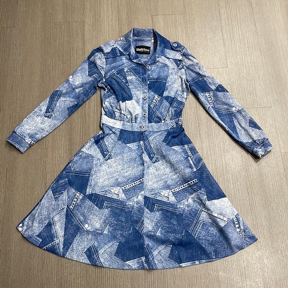 Vintage Shady Lane Denim Patchwork Dress - Picture 1 of 13